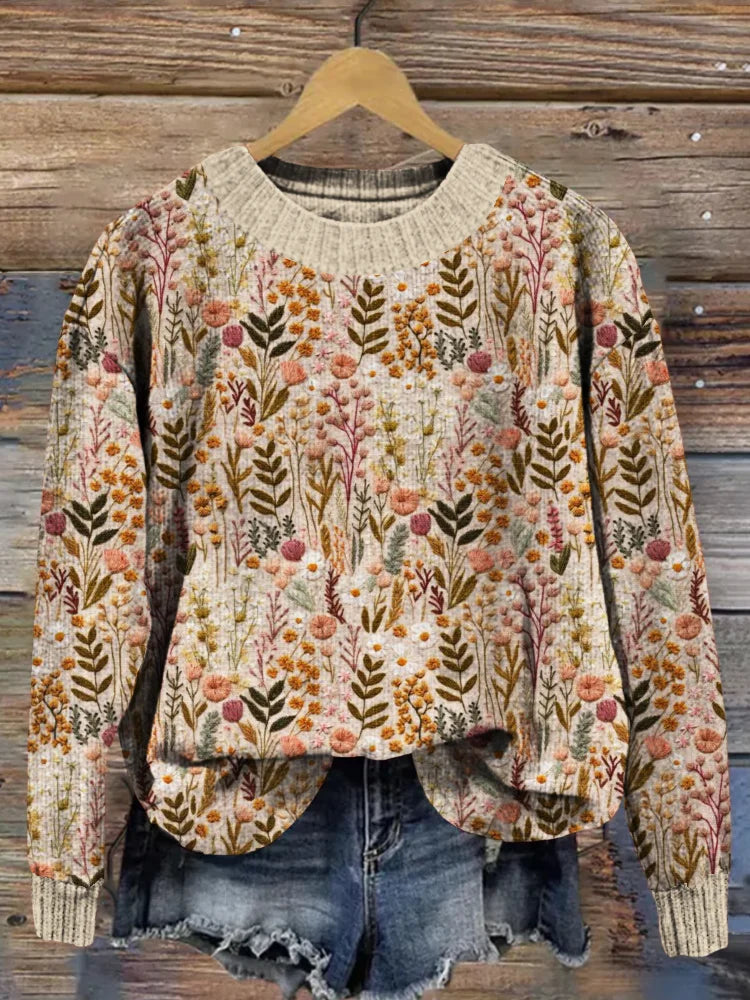 Jana™ - Soft, floral, hand-knitted sweater