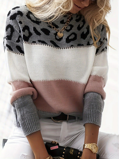 Erika™ - Stylish Sweater with Leopard Print