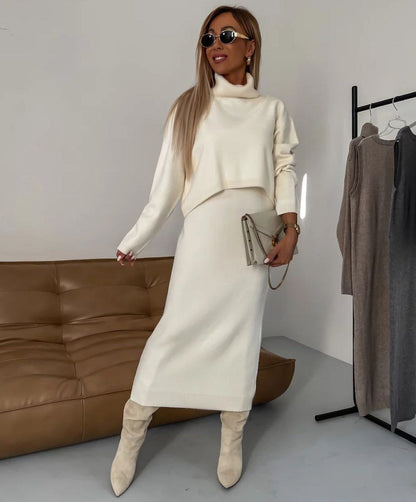 Anna™ - Midi Dress and Turtleneck Sweater Set