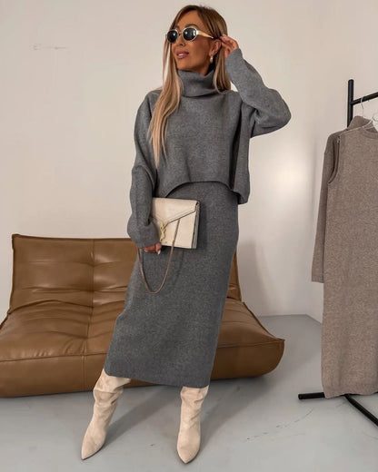 Anna™ - Midi Dress and Turtleneck Sweater Set