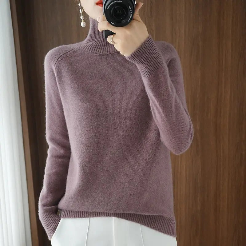 Marlene™ - Casual oversized sweater with a high collar