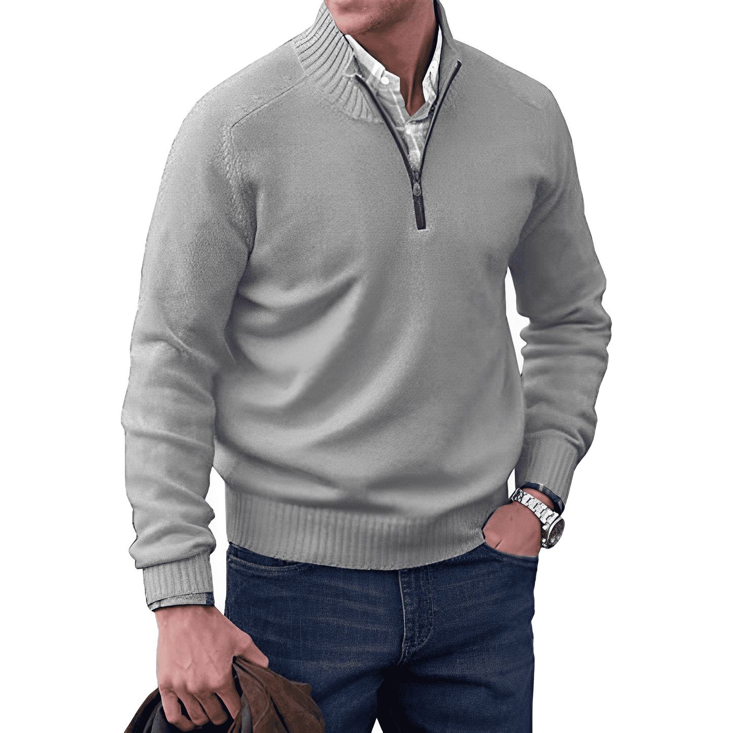 Gibson - Stylish Cashmere Zip-Up Sweater