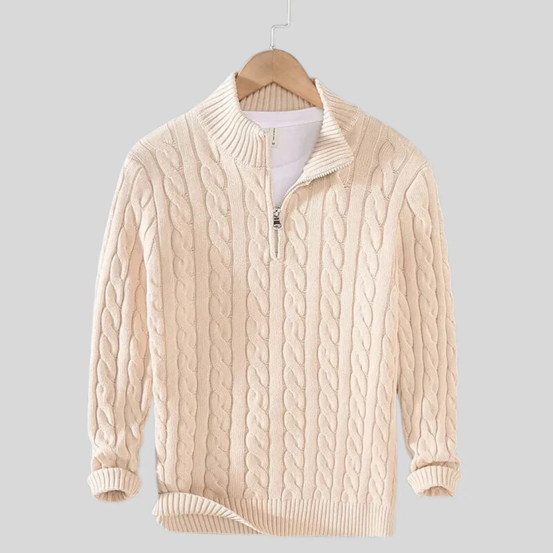 Alessandro™ - Cable Knit Pullover with Zip