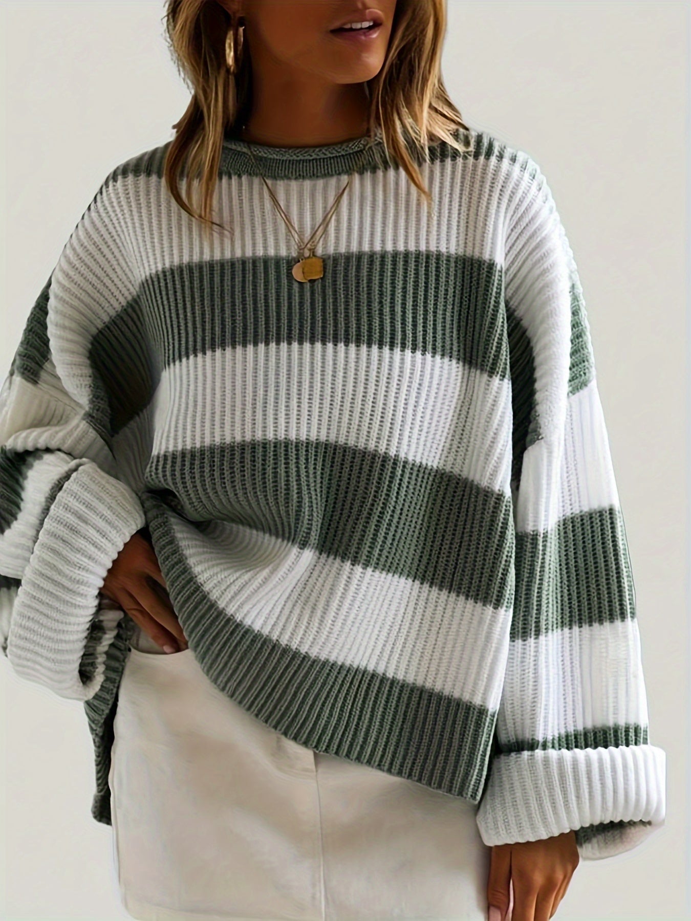 Chloe™ Striped Crew Neck Sweater