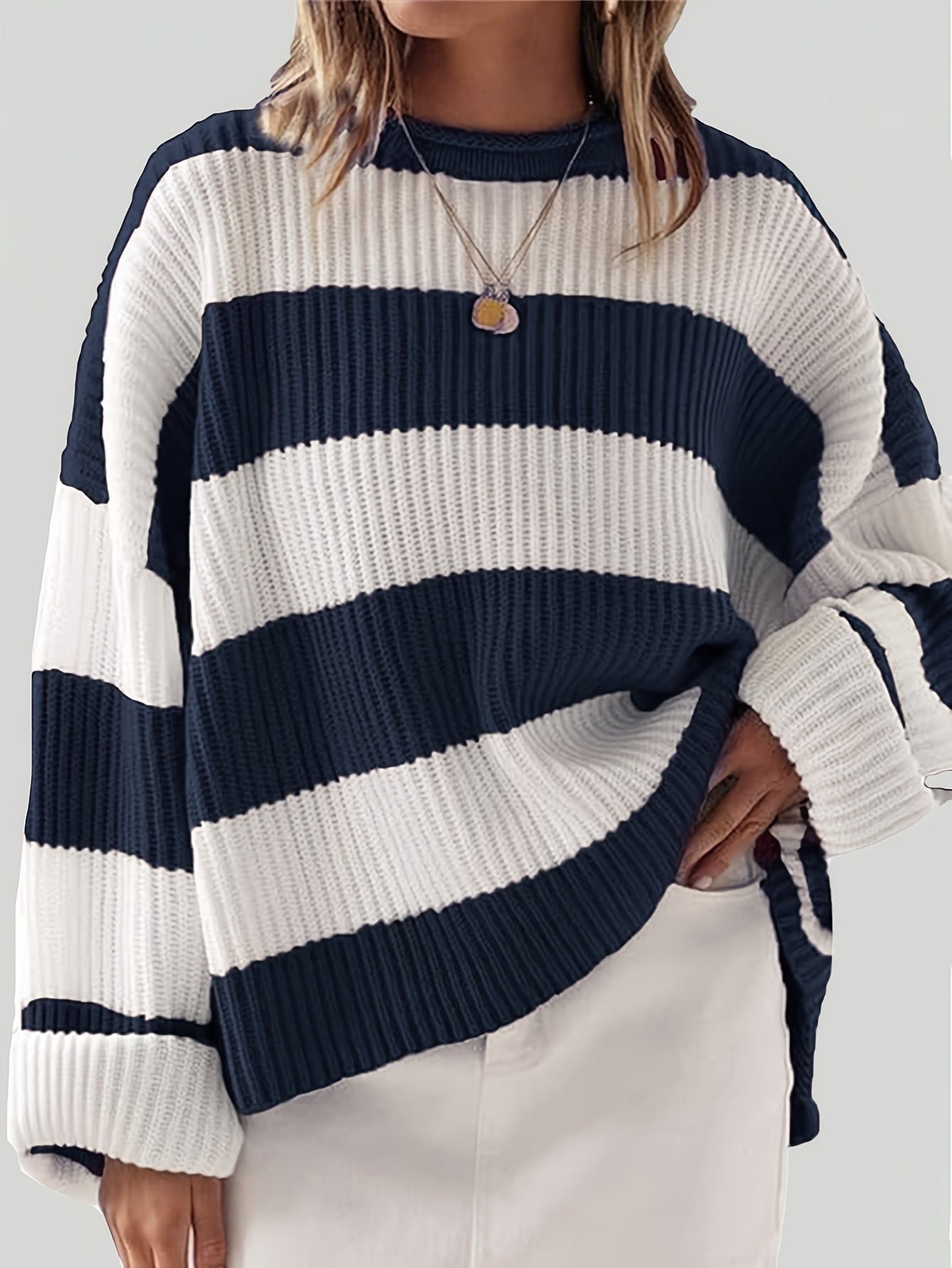 Chloe™ Striped Crew Neck Sweater