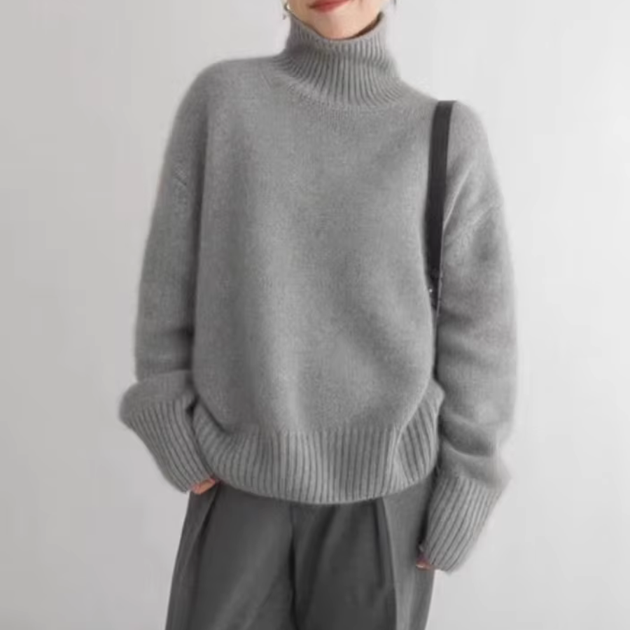 CASHMERE SWEATER WITH ROUNDED NECKLINE IN AMATO LINE