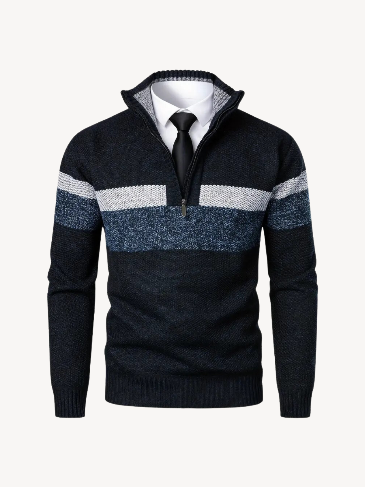 COSIMO - QUARTER-ZIP KNITTED SWEATER