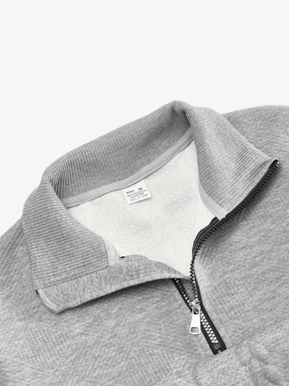 RANIERO - CASUAL HENLEY SWEATER WITH HALF ZIP