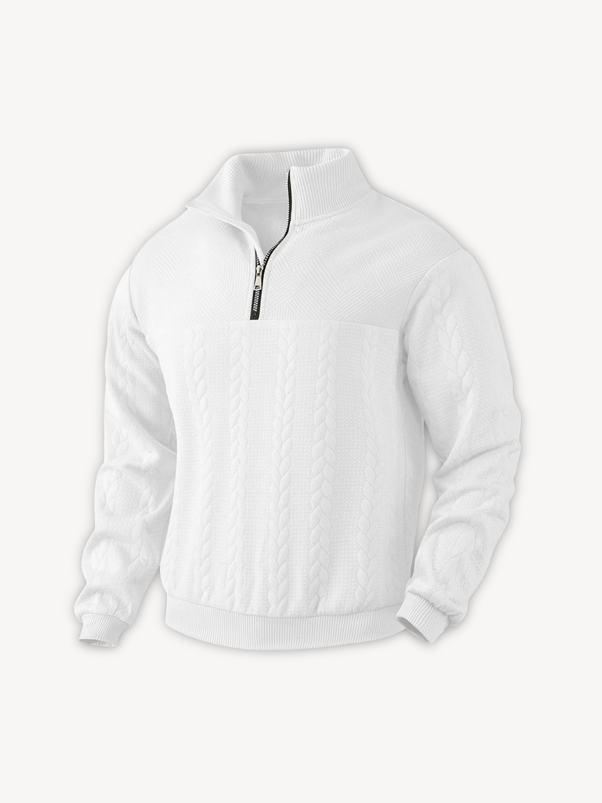 RANIERO - CASUAL HENLEY SWEATER WITH HALF ZIP