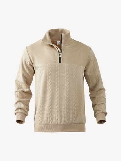 RANIERO - CASUAL HENLEY SWEATER WITH HALF ZIP