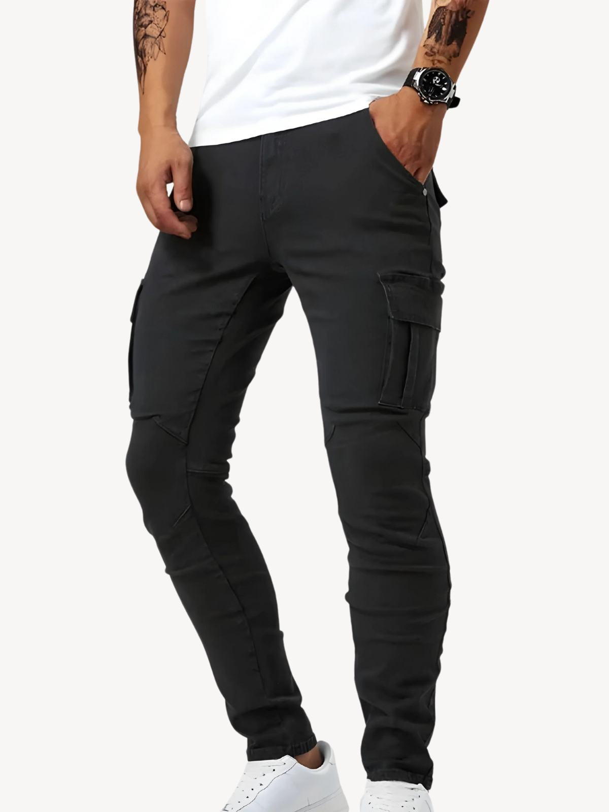 DANTE - ELASTICATED CARGO JEANS PANTS