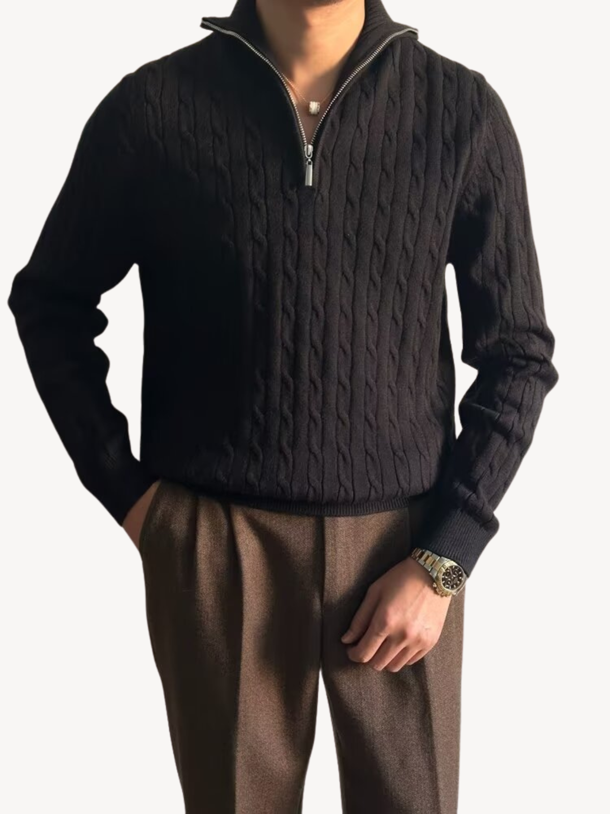 ORLANDO - INTERWOVEN HALF ZIP PULLOVER