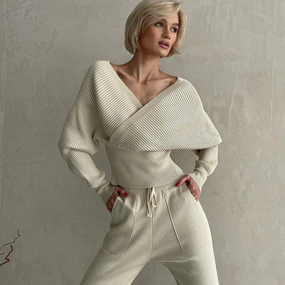 Layla™ - Stylish Off-the-Shoulder Two-Piece Knit Set