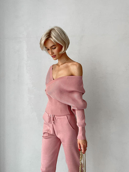 Layla™ - Stylish Off-the-Shoulder Two-Piece Knit Set