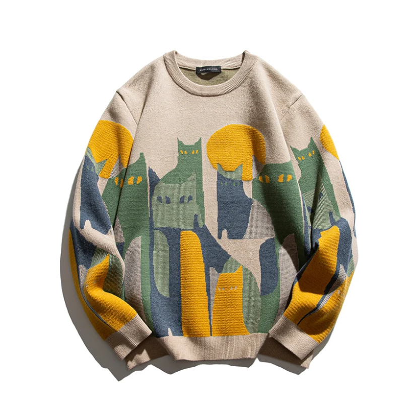 Viggo | Sweater with Cat Motif