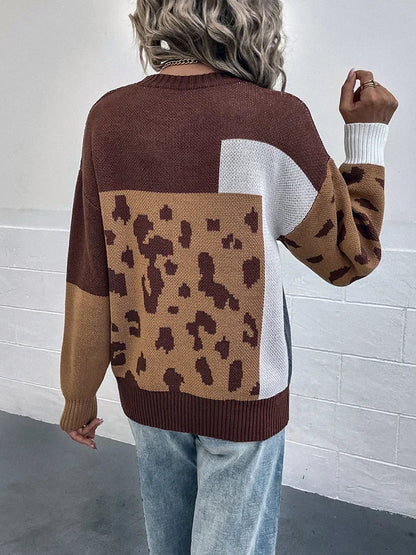 Le Clair™ | Patchwork Pullover Leopard Vintage