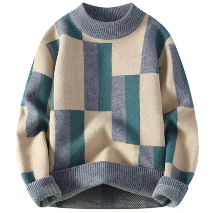 Le Clair™ | Mock Neck Sweater with Check Pattern for Men