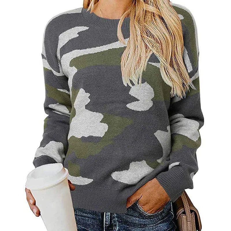 Le Clair™ | Leopard Camouflage Knit Sweater