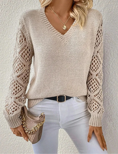 Sophie™ - Stylish Sweater with V-Neck and Handcrafted Details