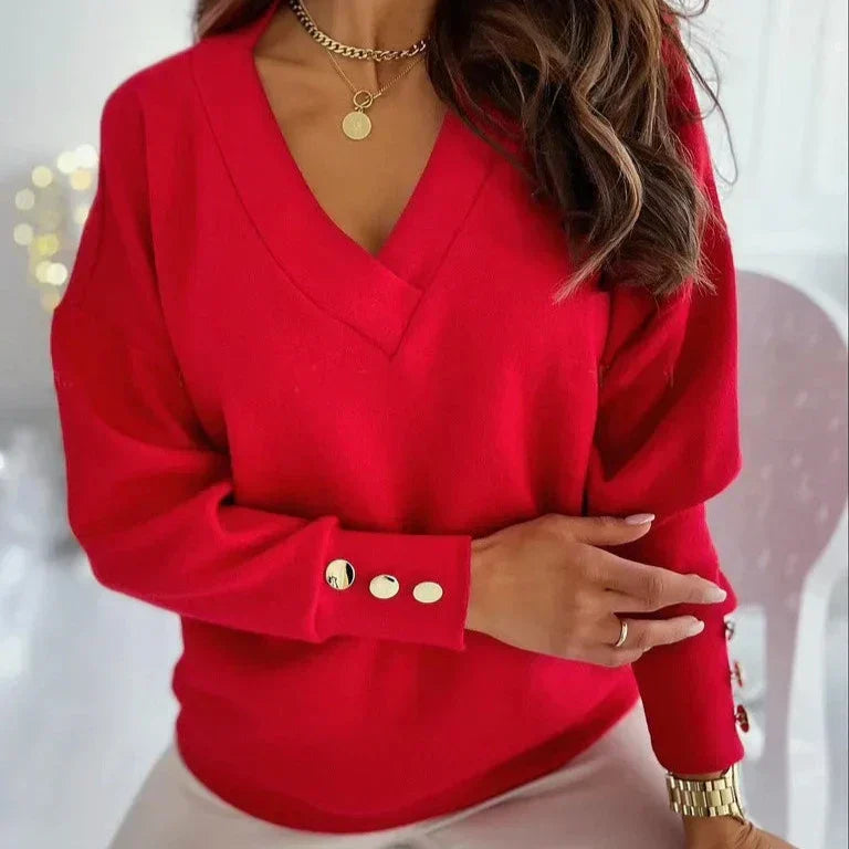 Erika™ - Stylish V-Neck Sweater