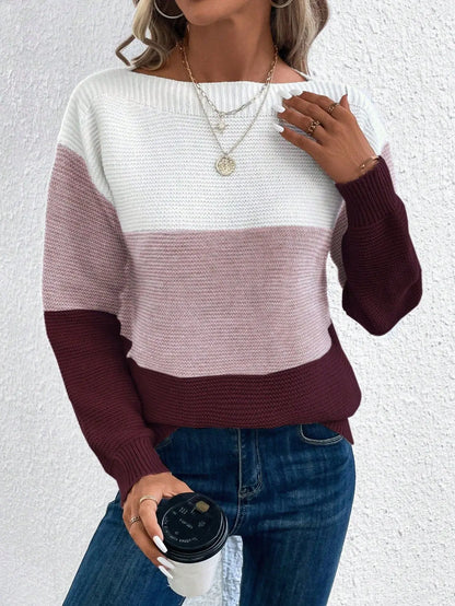 Le Clair™ | Elegant three-color patchwork sweater