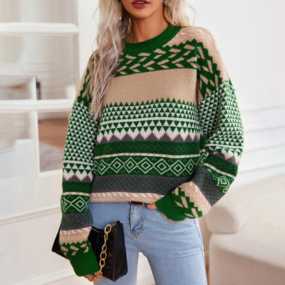 Le Clair™ | Retro Knitted Contrast Sweater