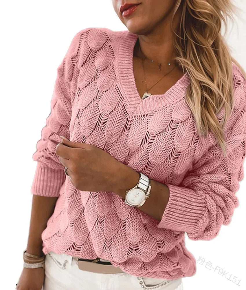 Le Clair™ | Casual V-Neck Sweater with Openwork