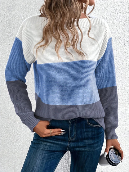 Le Clair™ | Elegant tricolor patchwork sweater