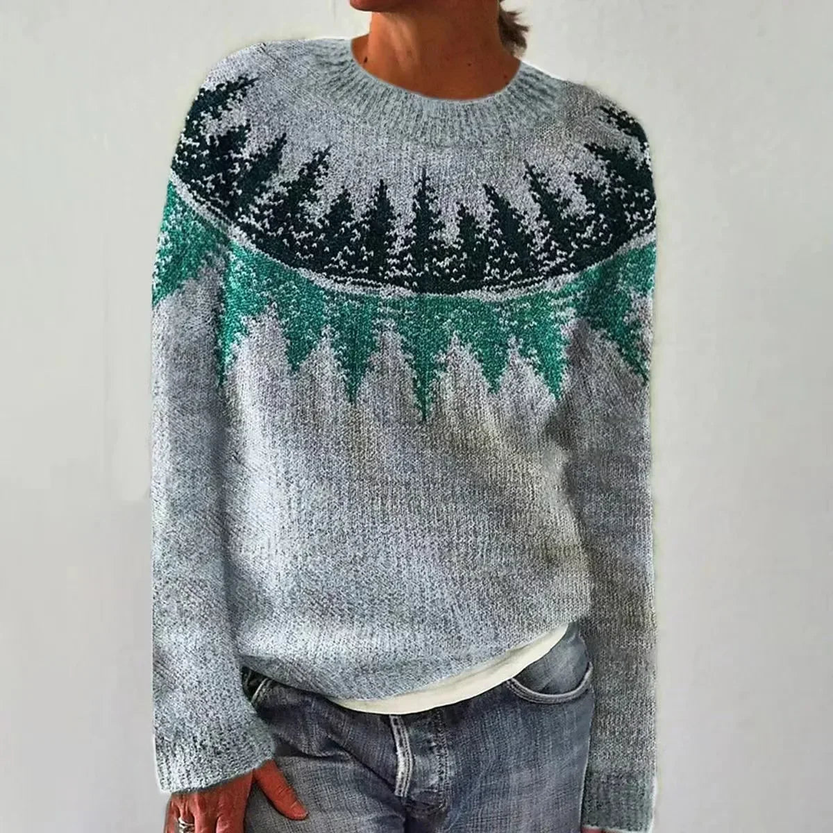 The Clair™ | Knitted autumn sweater with patterns