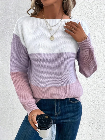 Le Clair™ | Elegant three-color patchwork sweater