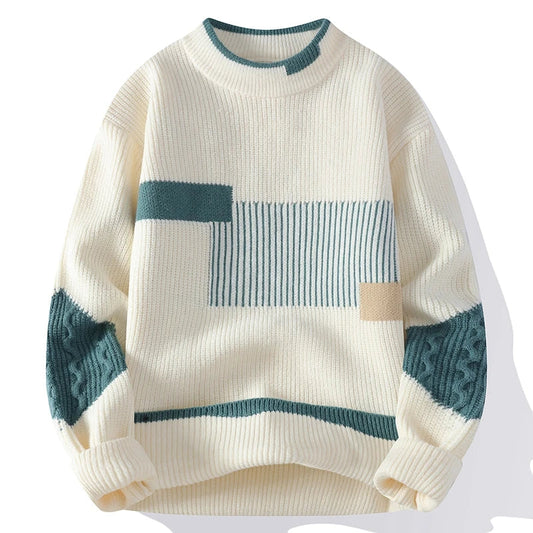 Le Clair™ | Men's Mock Neck Patchwork Sweater