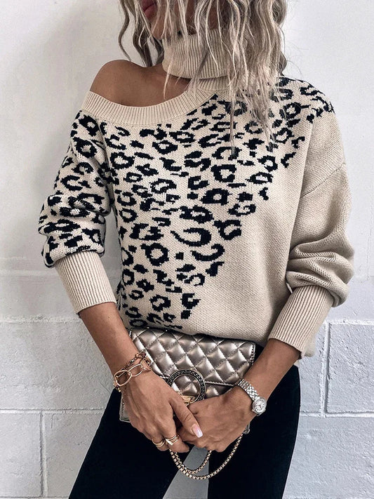 Le Clair™ | Leopard Sweater with Dropped Shoulders