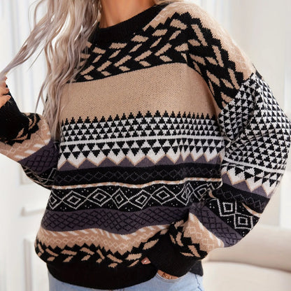 Le Clair™ | Retro Knit Contrast Sweater