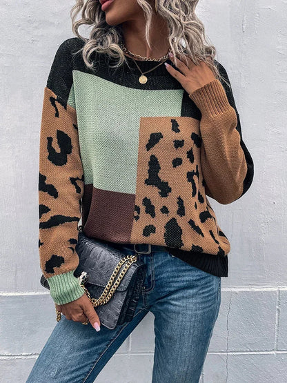 Le Clair™ | Vintage Leopard Patchwork Pullover