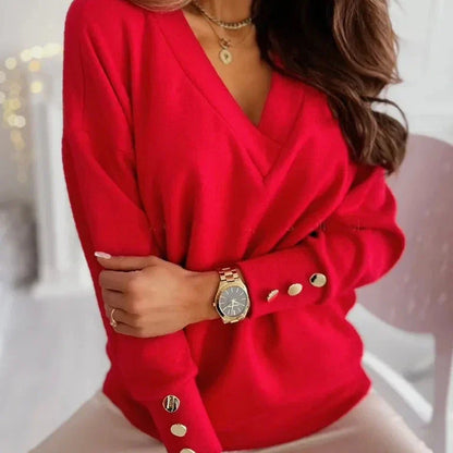 Erika™ - Stylish V-Neck Sweater