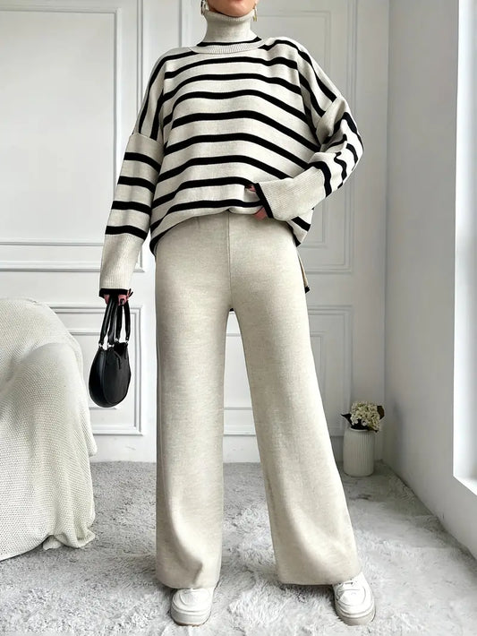 Layla™ - Stylish Striped Turtleneck Pants Set