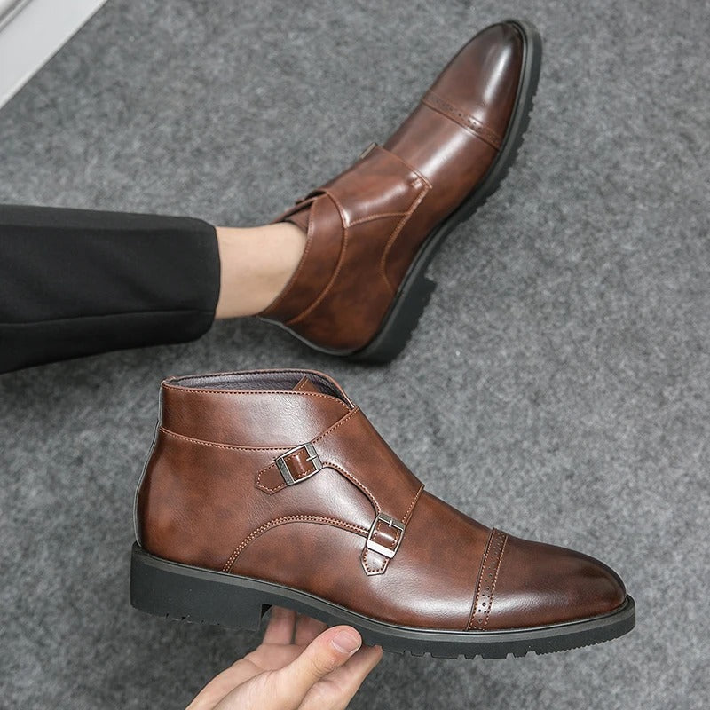 Darell | Leather Double Monk Strap Boots