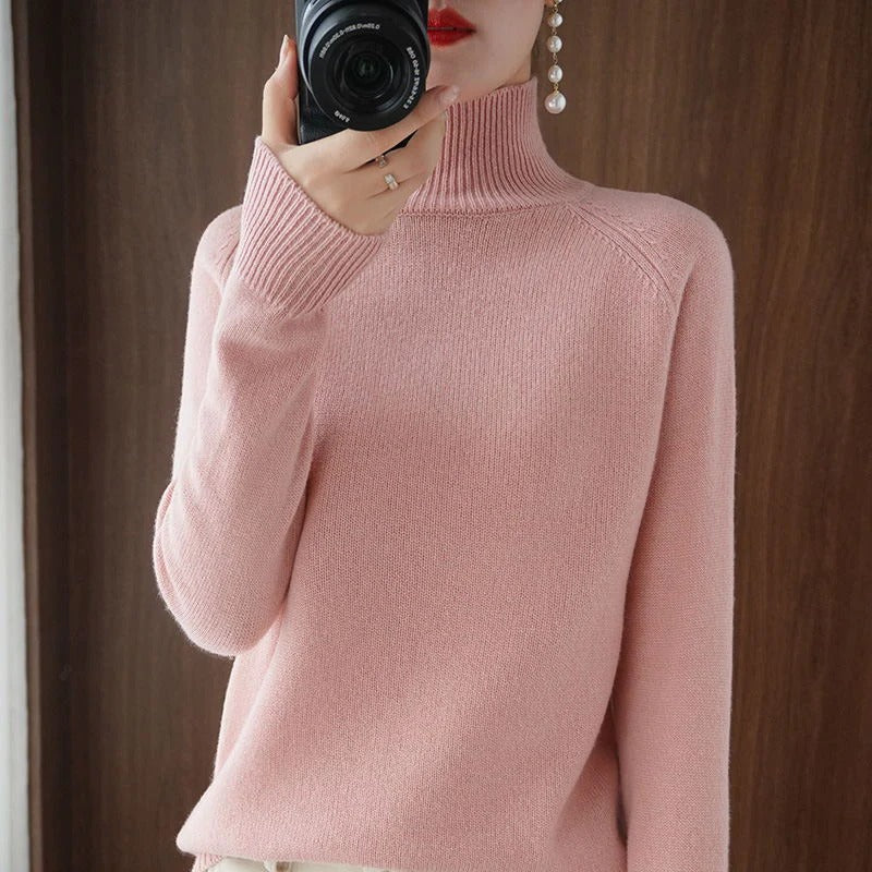 Marlene™ - Casual oversized sweater with a high collar