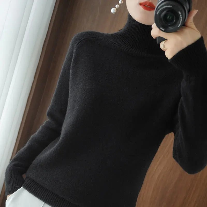 Marlene™ - Casual oversized sweater with a high collar