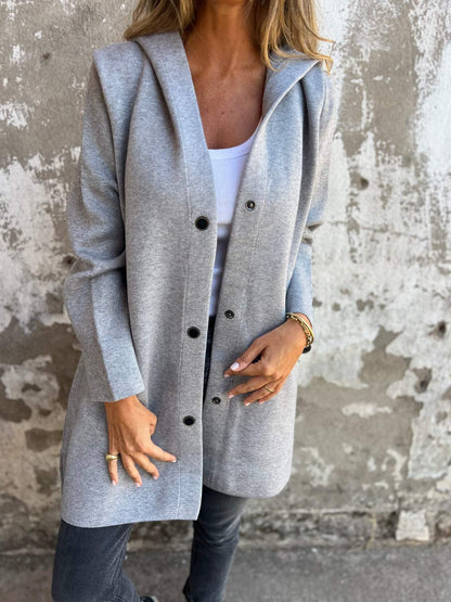 Pina | Casual single-breasted jacket with hood